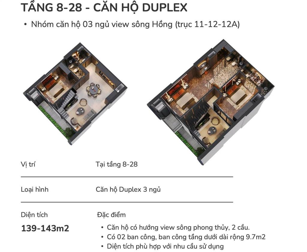 Bán căn duplex view trọn sông hồng và cầu nhật tân, 144m2 chỉ 26,1 tỷ
