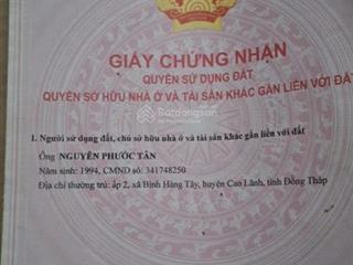 Mặt lô 9m dài 33m, tc 297m2 tô 18 ấp 2b số nhà 375,giá 1 tỷ05 giá thương lượng