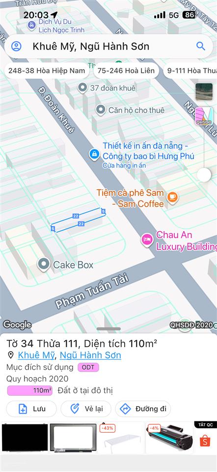 Bán lô đất mặt tiền đường đoàn khuê, ngũ hành sơn
đường 11,5m vỉa hè 5m