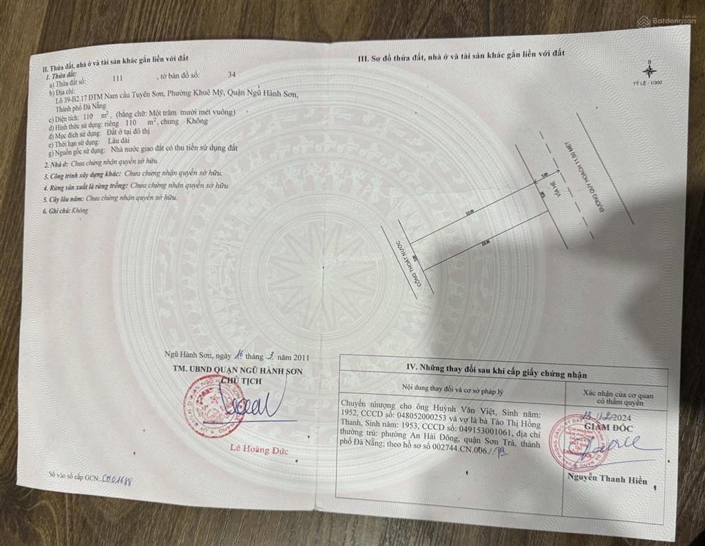 Bán lô đất mặt tiền đường đoàn khuê, ngũ hành sơn
đường 11,5m vỉa hè 5m