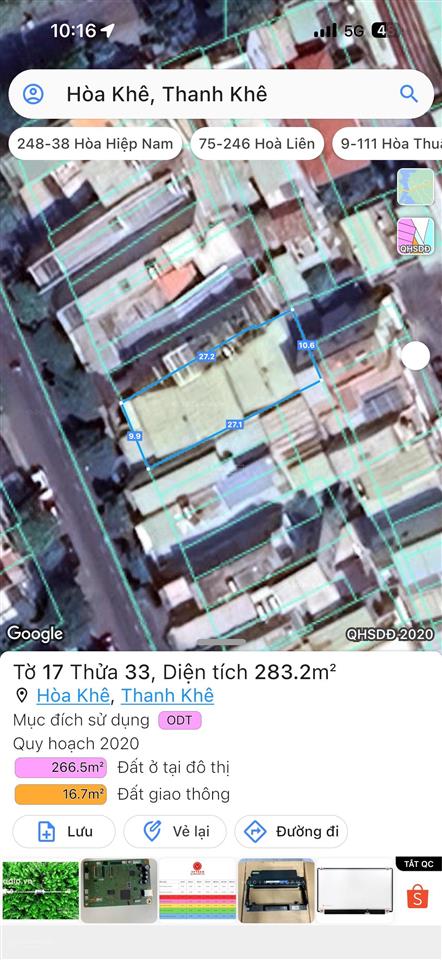 75tr/m2 đất mặt tiền đường 10.5m đường huỳnh ngọc huệ tuyến kinh doanh sầm uất
