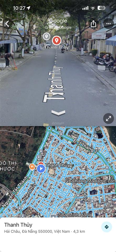 Bán đất mặt tiền đường 7.5m thanh thuỷ, hải châu. diện tích 95,7m2 ngang 6.2m nở hậu 6,3m
