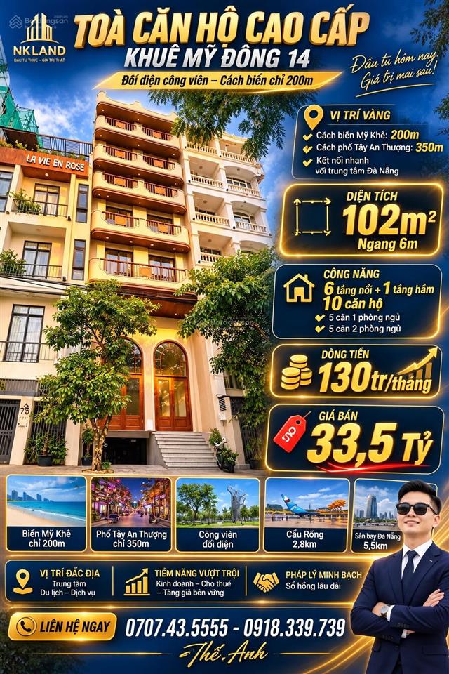 Siêu phẩm căn hộ cao cấp ven biển mỹ khê dòng tiền 130 triệu/tháng. cạnh phố tây an thượng