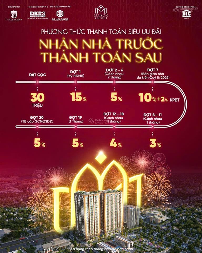 Mở bán căn hộ dự án maison grand phú mỹ vũng tàu với giá tuyệt chủng 1,7 tỷ, ck 3%, tt 50%