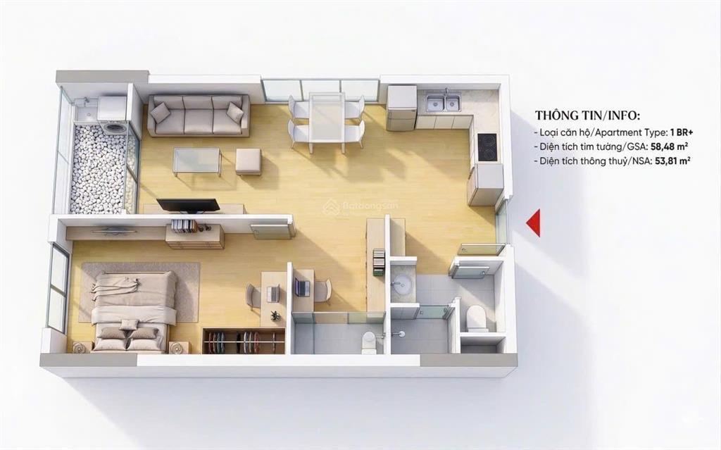 Sốc! căn 1pn+ fours tower chỉ từ 2,x tỷ  ưu đãi cực khủng hôm nay