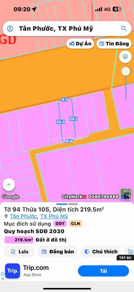 Bán đất 2 mặt tiền  trung tâm phú mỹ hàng hiếm còn sót lại vì full thổ cư đất sạch