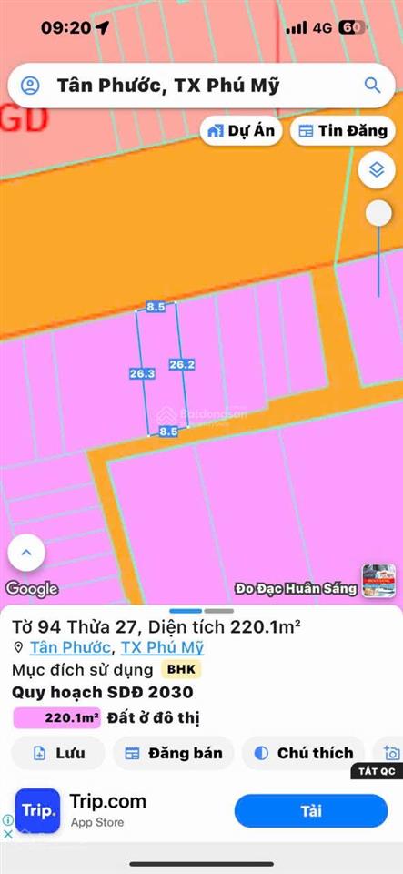 Bán đất 2 mặt tiền  trung tâm phú mỹ hàng hiếm còn sót lại vì full thổ cư đất sạch