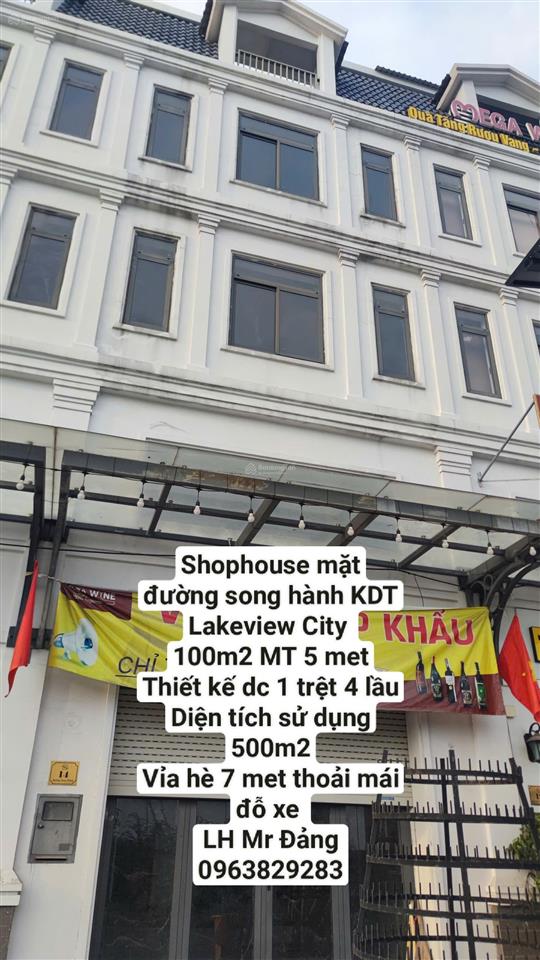 Bán nhà phố mặt tiền song hành (đường 30 met)  shophouse song hành tại lakeview city  0963 829 ***