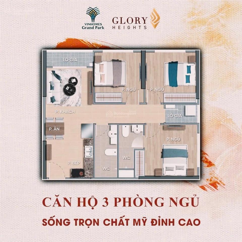 Bán căn 3 phòng ngủ 81,5m² giá chỉ 5,1 tỷ tại glory heights vinhomes grand park