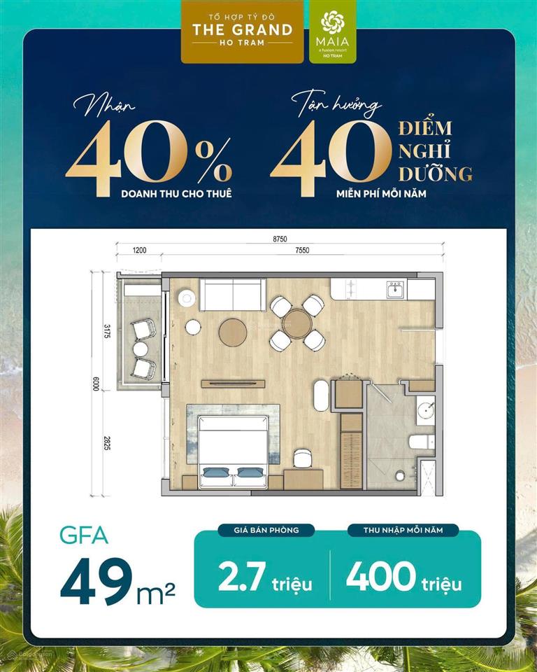 Căn hộ nghỉ dưỡng chuẩn quốc tế  bán phòng toàn cầu