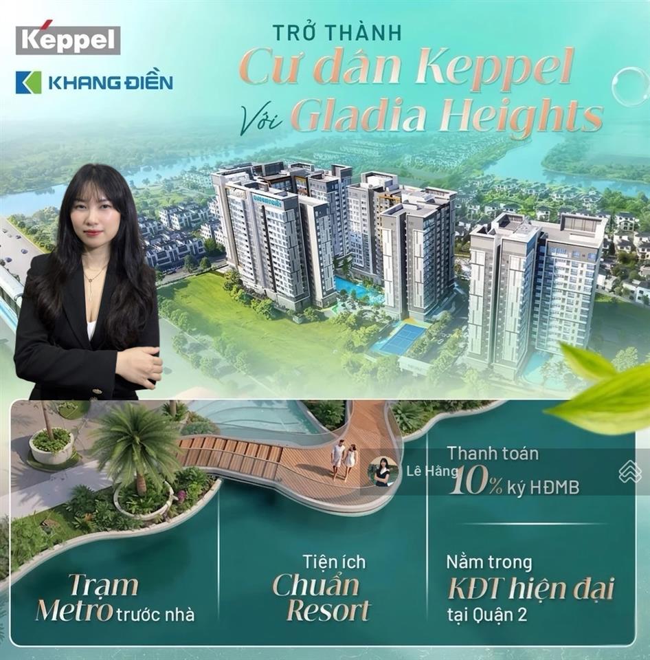 Căn góc 3pn gladia heights 115m2 nhà thô view metro tương lai