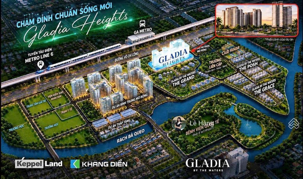 Bán 2pn gladia heights, gần thủ thiêm, giá 83 triệu/m², thanh toán 10% nhận nhà