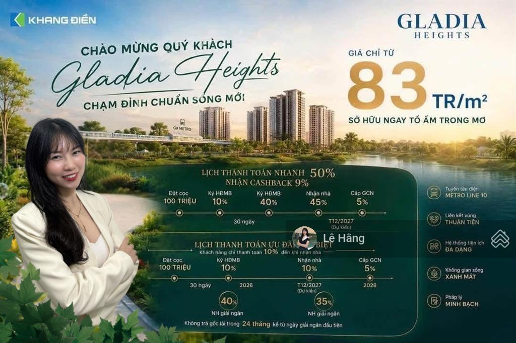 Gladia heights khang điền và keppel land giá chỉ từ 83tr/m2