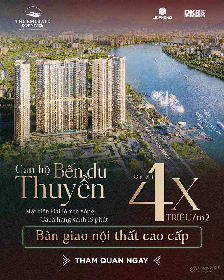 Căn 2pn view trực diện sông sg giá chỉ 2,3 tỷ full nội thất, 1ha công viên ven sông bến du thuyền
