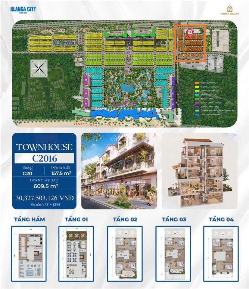 Casa townhouse blanca city quỹ căn thấp tầng sở hữu lâu dài  căn góc mảng xanh hướng đông nam