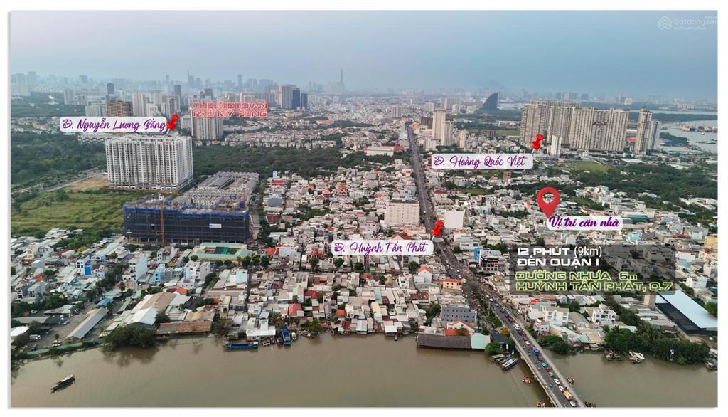Chỉ 9,7 tỷ (60 triệu/m2) nhà dt 4,3x37m (160m2) đường nhựa 6m thông ra huỳnh tấn phát q.7