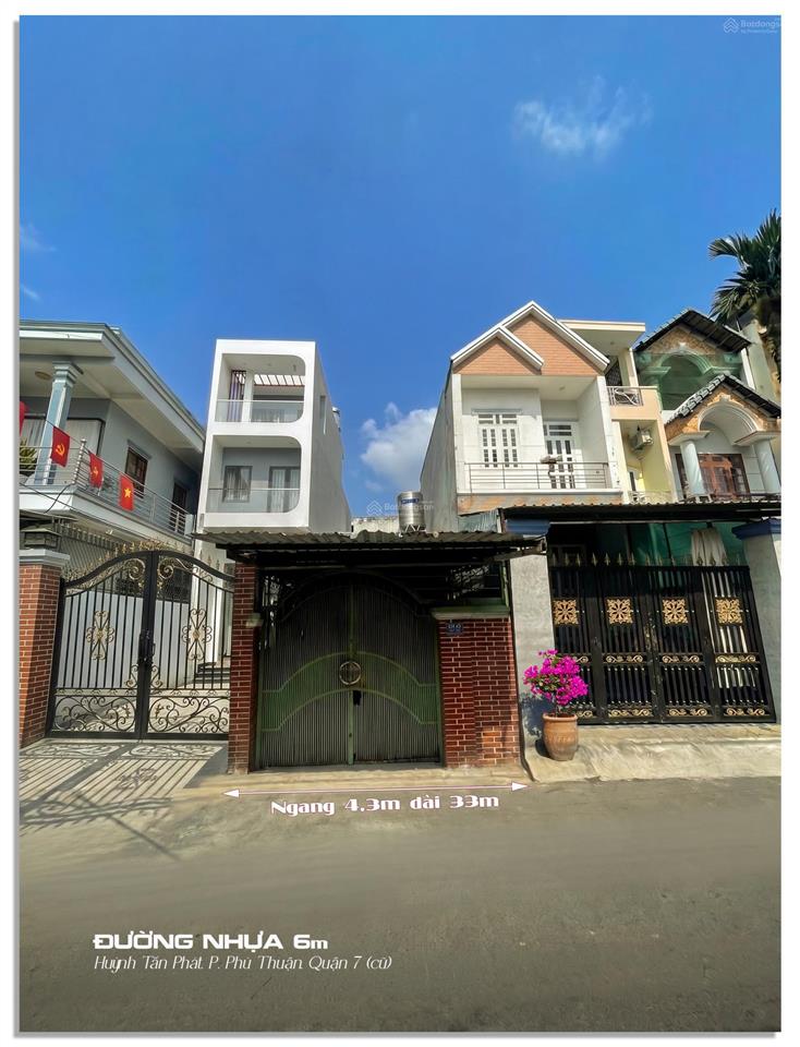 Chỉ 9,7 tỷ (60 triệu/m2) nhà dt 4,3x37m (160m2) đường nhựa 6m thông ra huỳnh tấn phát q.7
