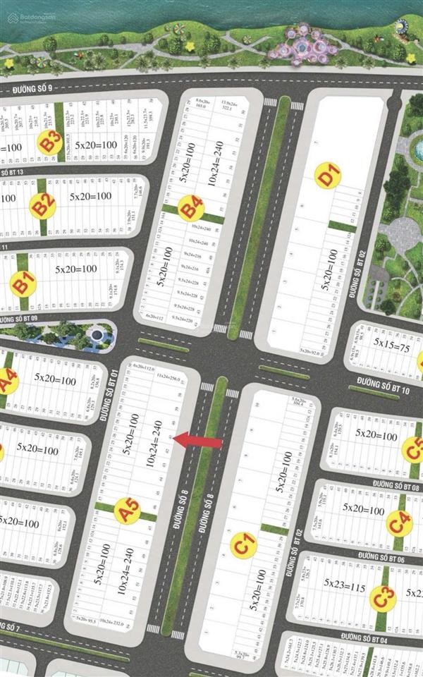 1 lô đất biệt thự 250m2. trục đường 50m. lề rộng 9m. kinh doanh sầm uất