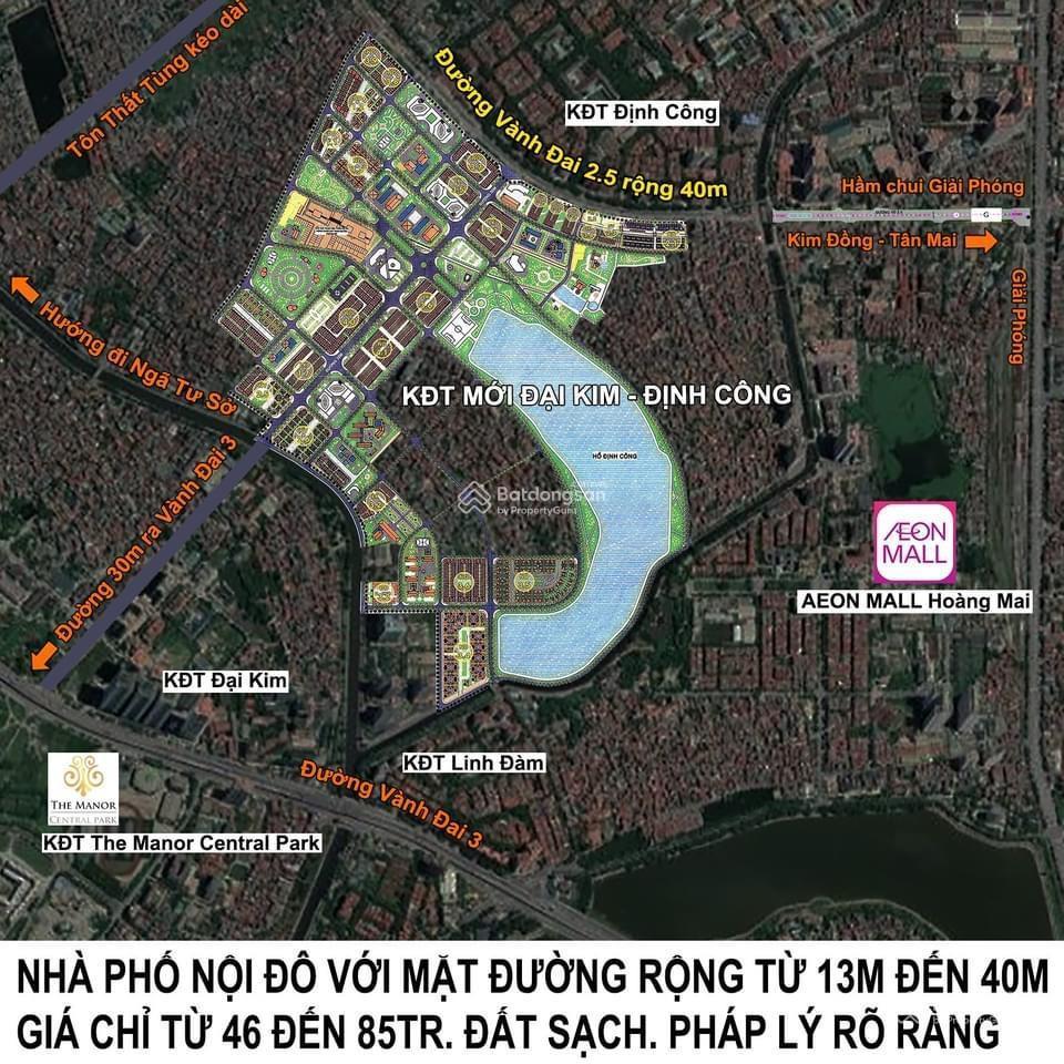 Đất nền dự án lô liền kề, biệt thự kđt đại kim định công mới giá chỉ từ 69,5tr/m2