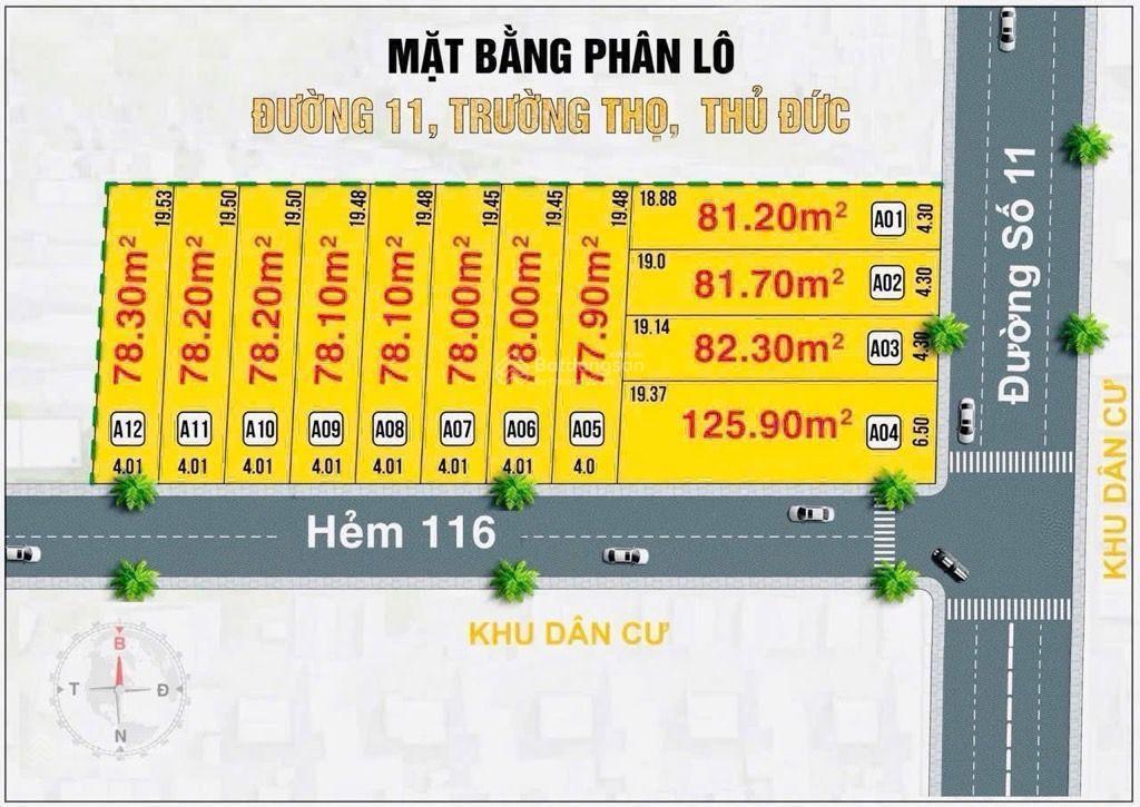 Đất hiếm trường thọ hxh 6m 78m chỉ 7 tỷ hẻm 116 đường số 11 phường trường thọ tp thủ đức