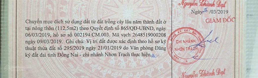 Cách chợ sáng 400m, đt 769, nhơn trạch, 4,2 tỷ, 212m2 đất đẹp nhiều tiện ích