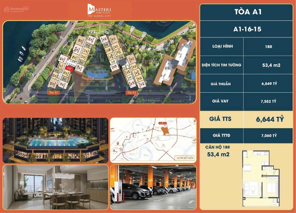 Căn hộ 1pn giá tốt nhất masteri park place view hồ bơi, dễ ở & dễ đầu tư