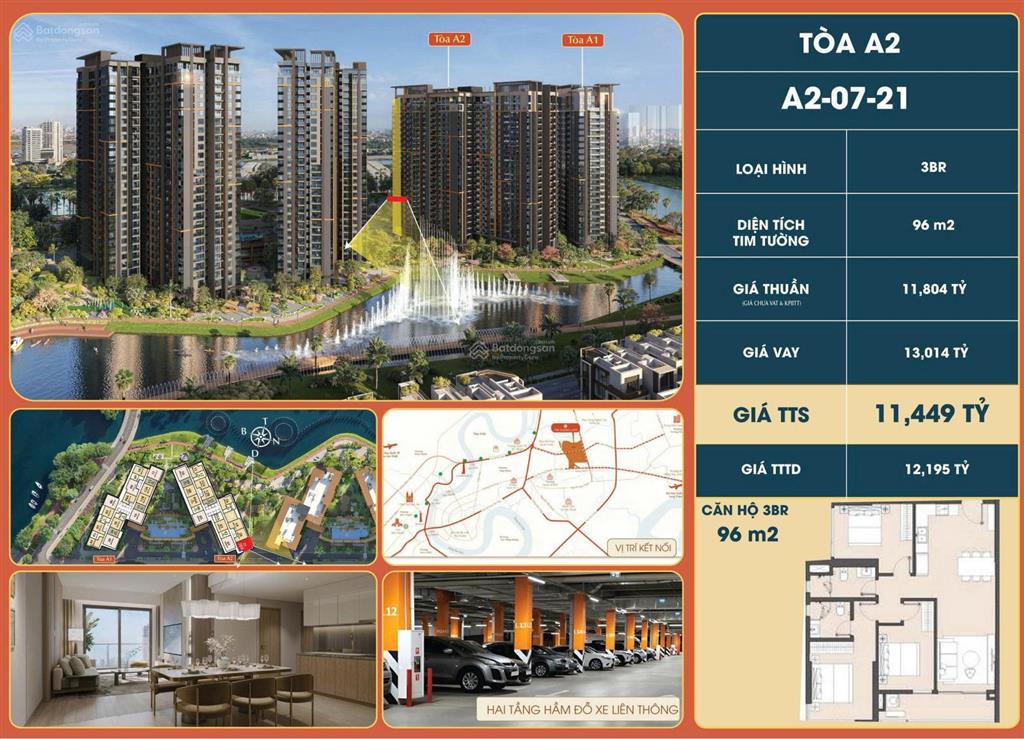 Bán căn góc 3pn masteri park place 96m2 view kép nhạc nước, hướng đông nam mát mẻ
