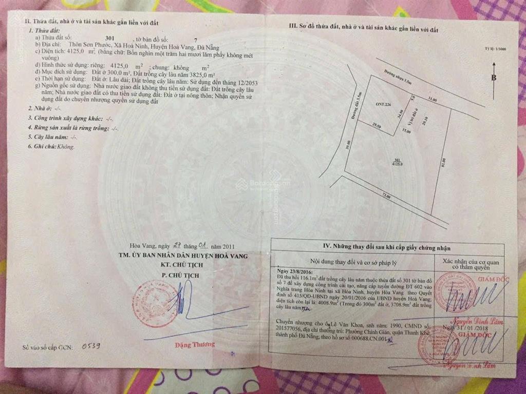 4125m2 có 300m2 đất ở còn lại đất trồng cây