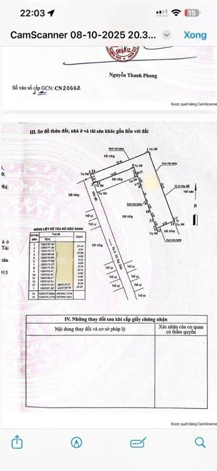 Đất thổ cư đường thạnh lộc 37 phường thạnh lộc q12, dt 340m2 (4*19 + 8*33) hẻm 5m, 8,4tỷ