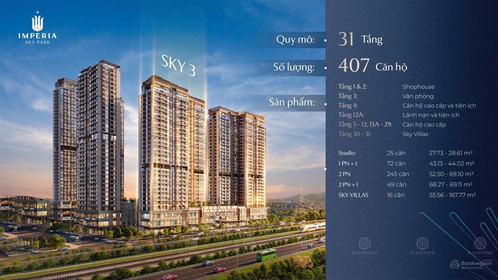 Bán 1pn+ duy nhất chỉ vài căn chuẩn bị mở bán trên toà sky 3, dự án imperia sky park, dt 43m2