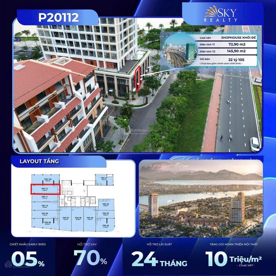 Bán căn hộ khối đế 2 tầng the panoma đà nẵng  chân cầu trần thị lý  218m², sở hữu lâu dài