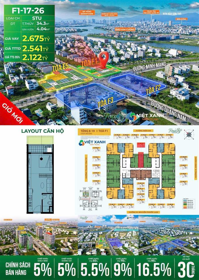 Căn hộ sun fourstower giá 2 tỷ 122 view biển