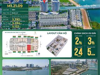 2pn, 1wc  tầng cao view ngã 3 sông và biển  sân thượng ngắm pháo hoa  the meridian đà nẵng