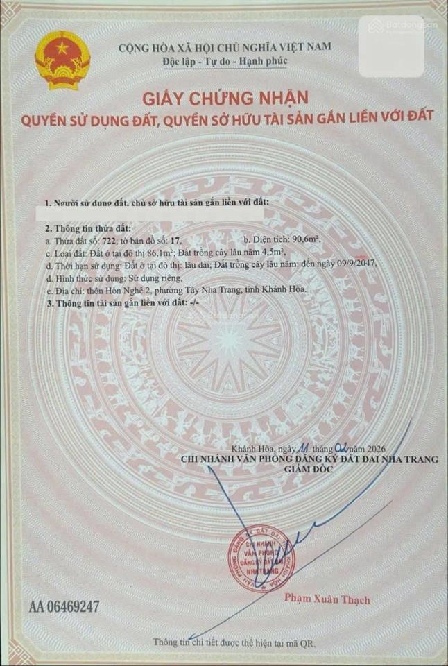 Bán đất ở đô thị đường trạm điện rộng 7m  hòn nghê 2 phường tây nha trang.