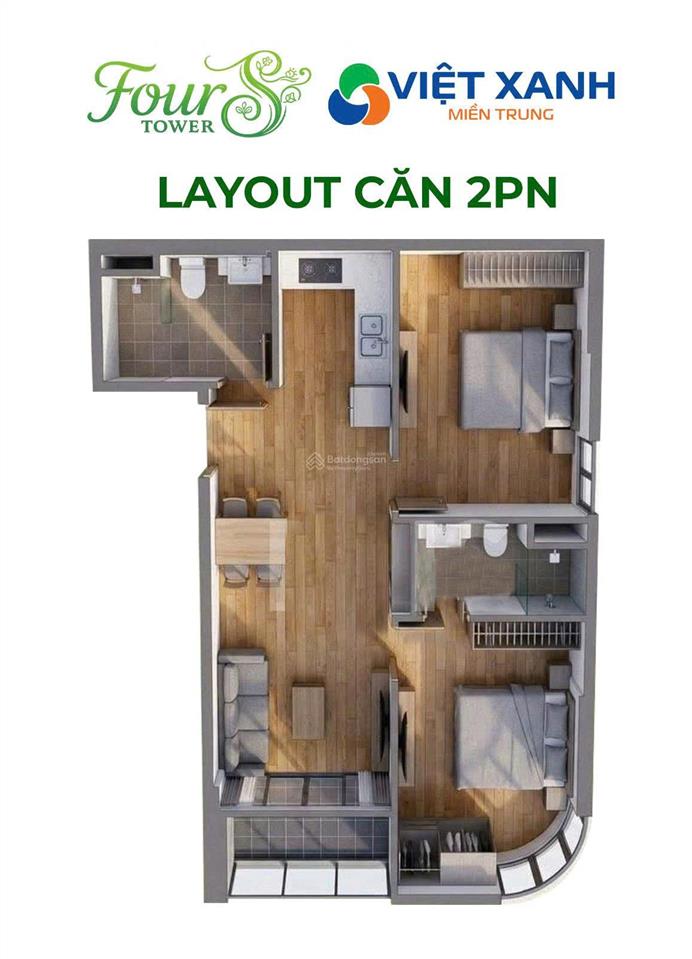 2pn + sân vườn riêng 16m2 giá gốc cdt  sống như biệt thự trên cao tại fours tower .