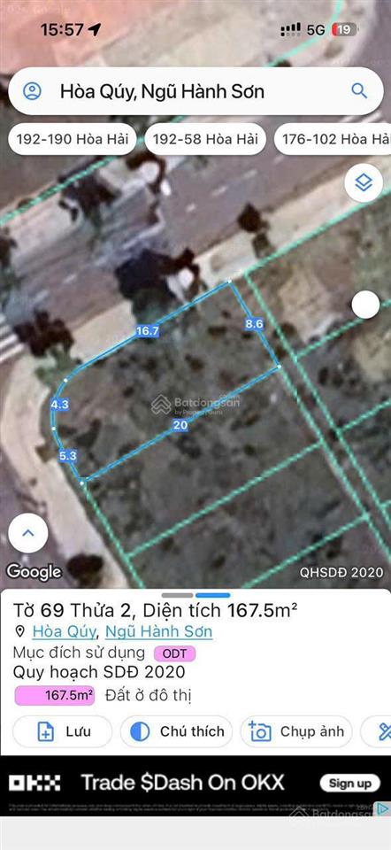 Bán đất tại đầm sen 21, hòa quý, ngũ hành sơn, giá thỏa thuận, 167.6m2, hàng hot đẹp