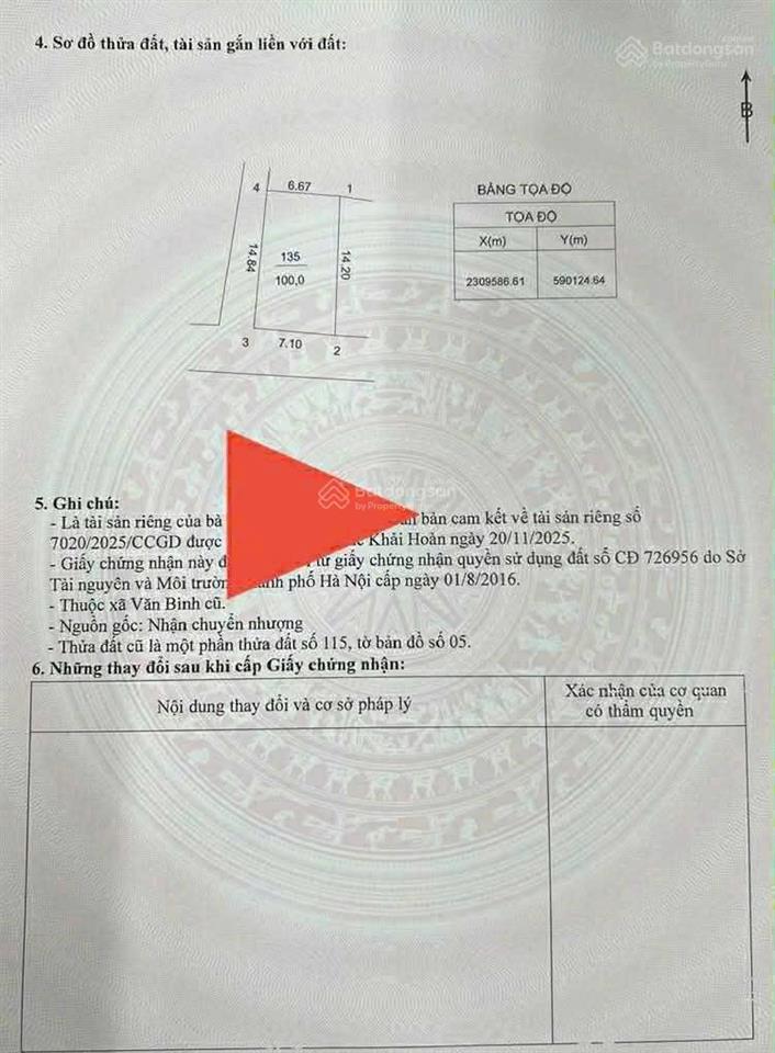Bán đất lô góc 100m2 giá thỏa thuận tại bình vọng, thường tín, hà nội