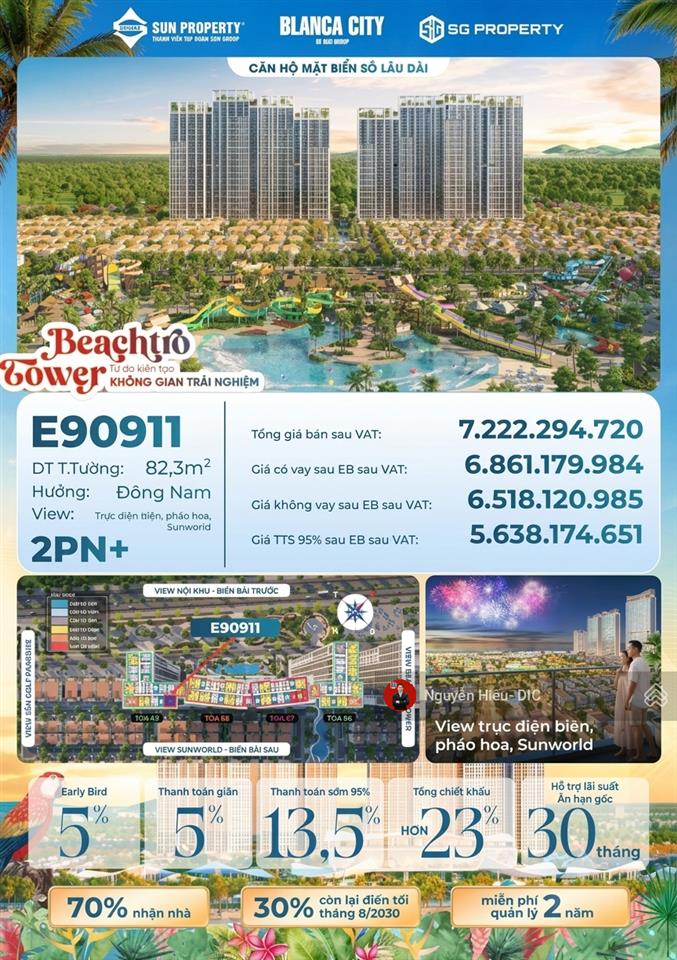Bán căn hộ beachtro tower vũng tàu 2 phòng ngủ + view sun world