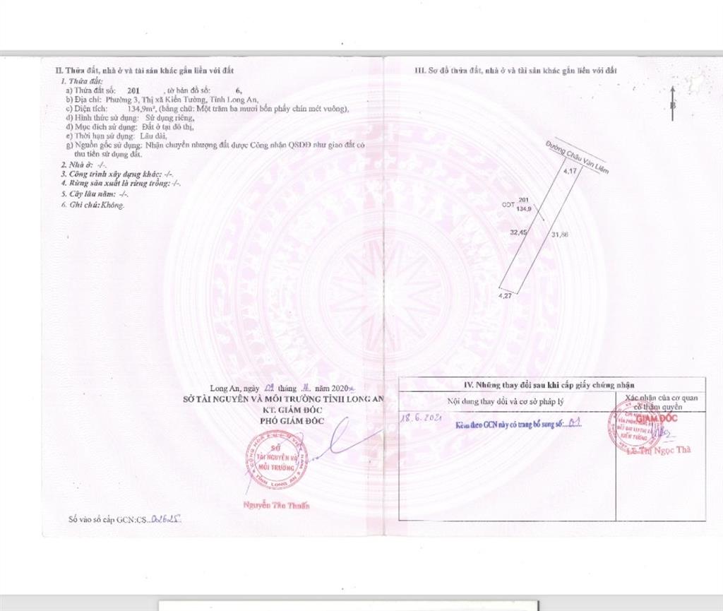 Bán đất thổ cư chính chủ mặt tiền đường tổng diện tích 134,9m2