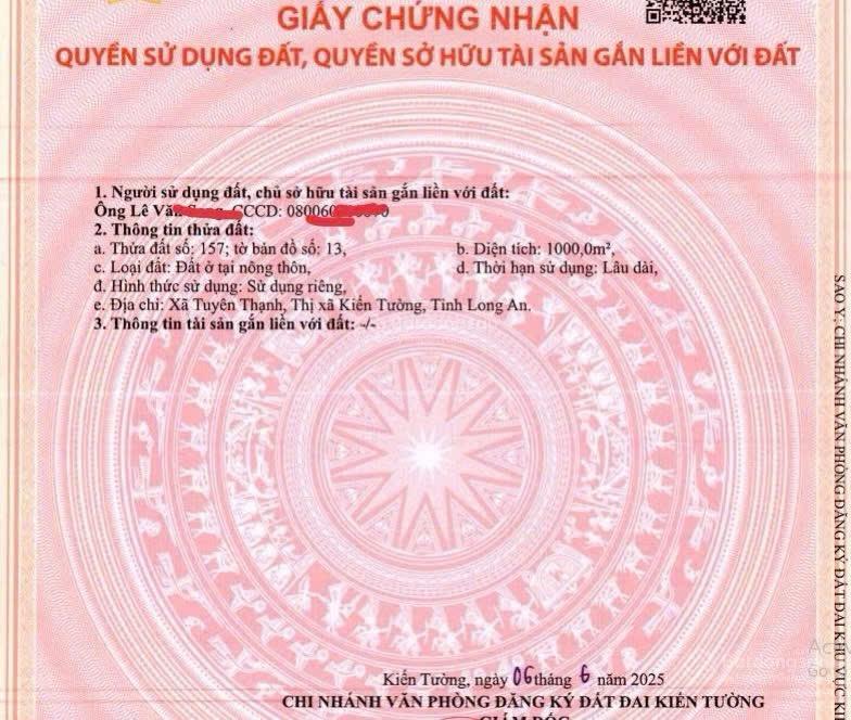 Bán đất thổ cư chính chủ 20x50m (1000m2)