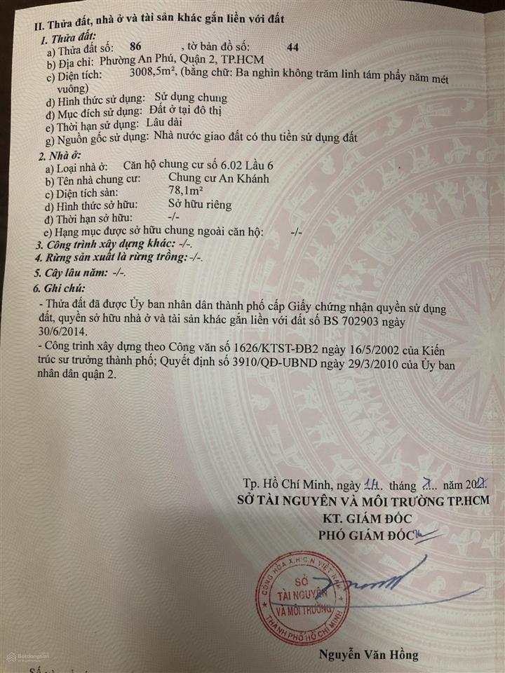 Bán căn góc 2pn chung cư an khánhan phú, quận 2. dt 78m2. sổ sẵn. giá 5 tỷ.
