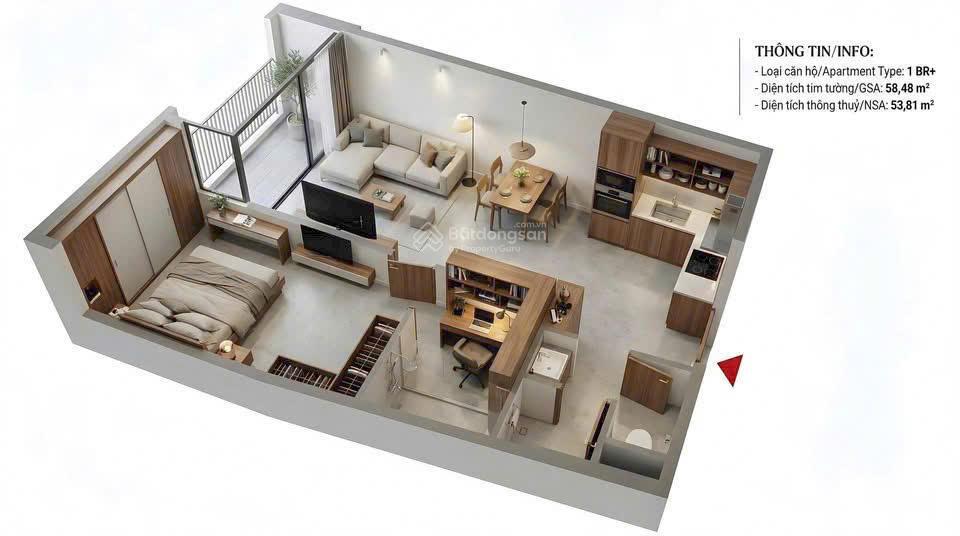 Còn suất 1pn 45m2 mua từ cdt chiết khấu lớn đến 29,5%, độc quyền căn cuối cùng