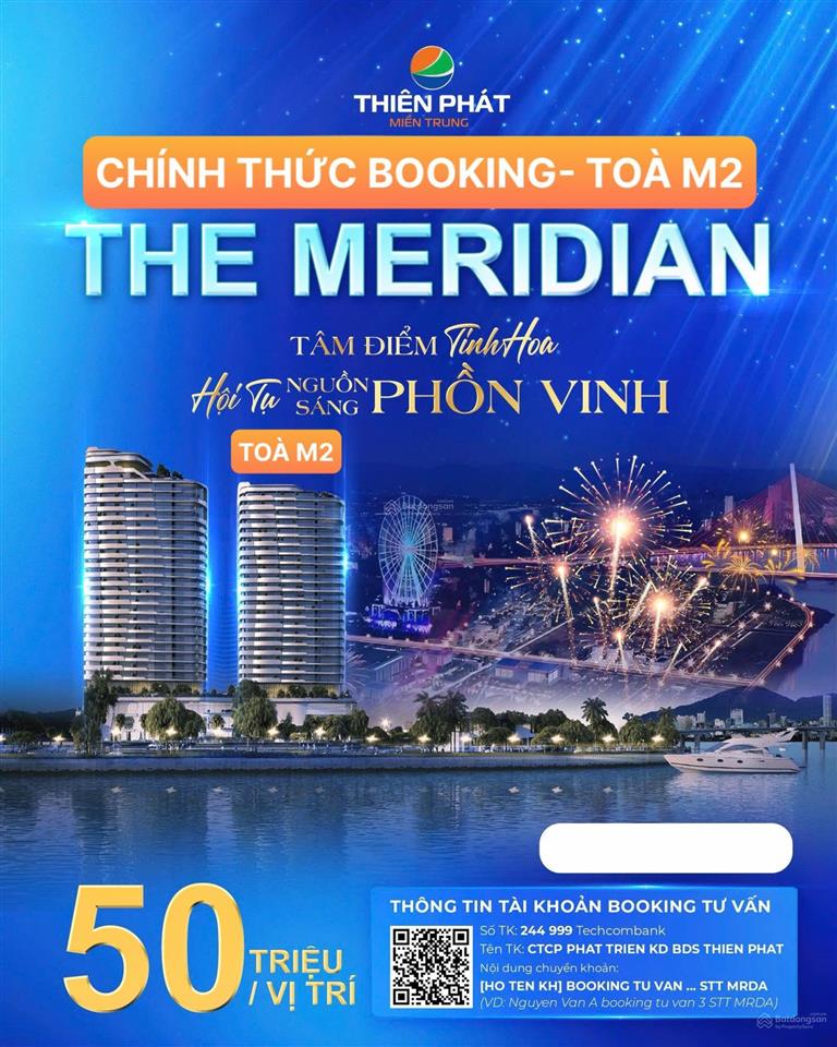 Bán căn 2pn view pháo hoa đẹp bậc nhất sông hàn, the meridian, đón sóng downtown, giá trị bền vững.