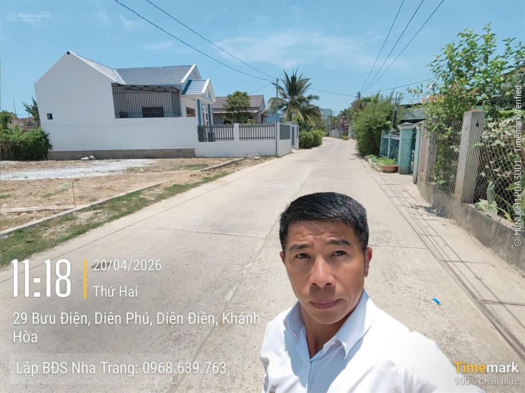 Đất mặt tiền kinh doanh gần quốc lộ 1a đường bưu điện, diên phú, diên khánh, khánh hòa. chỉ 1t468tr