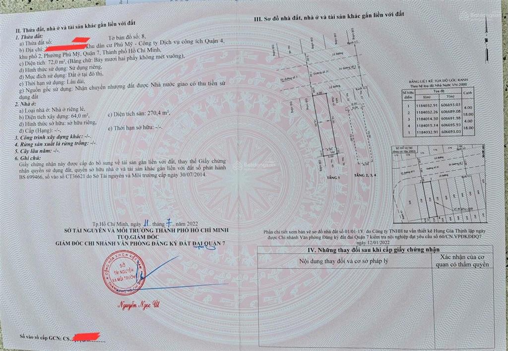 Bán nhà 8x18 - full 4 tầng. Đường 2C, P. Phú Mỹ, Quận 7 (P. Tân Mỹ), TP. HCM