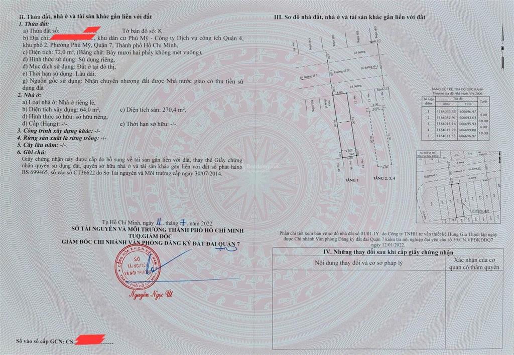 Bán nhà 8x18 - full 4 tầng. Đường 2C, P. Phú Mỹ, Quận 7 (P. Tân Mỹ), TP. HCM