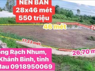 BÁN ĐẤT NỀN 2 MẶT TIỀN GẦN CỐNG RẠCH NHUM – XÃ KHÁNH BÌNH, CÀ MAU