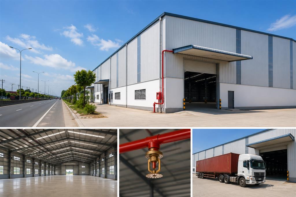 Cho thuê kho, nhà xưởng 800m2  mặt tiền quốc lộ 1a  pccc tự động  chỉ 55.000đ/m2/th