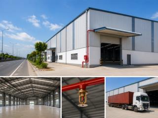 Cho thuê kho, nhà xưởng 800m2  mặt tiền quốc lộ 1a  pccc tự động  chỉ 55.000đ/m2/th