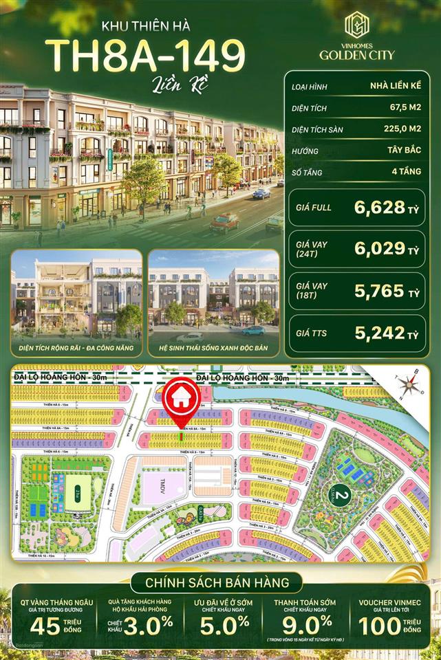 Giá 3.7 tỷ sau khi áp voucher  sở hữu nhà vinhomes dương kinh